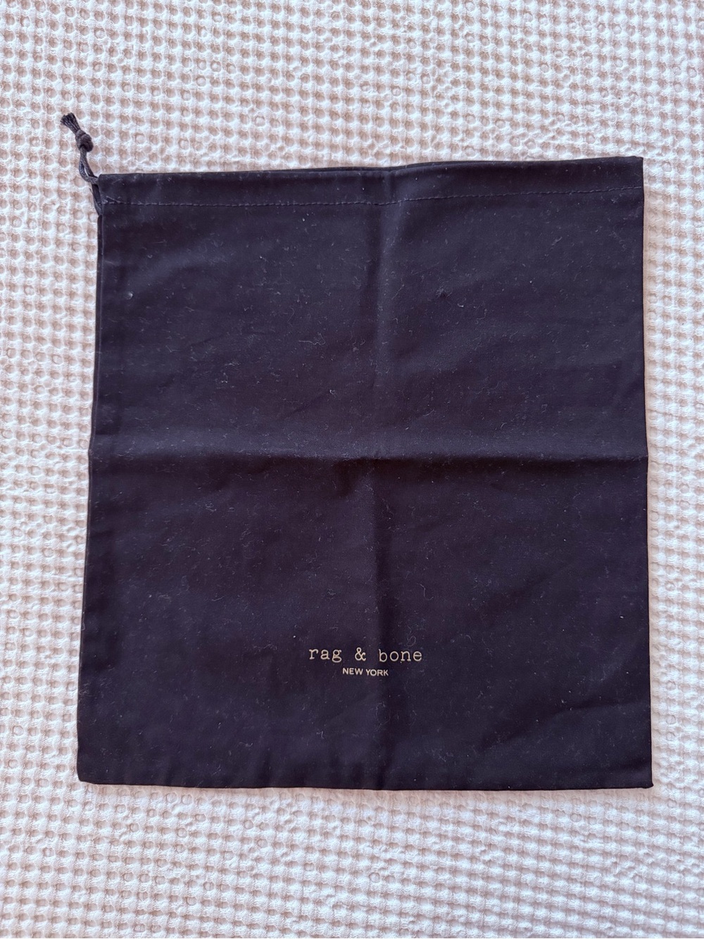 Rag & Bone New York Black Drawstring Dust Bag 14.5” x 13” Storage Pouch